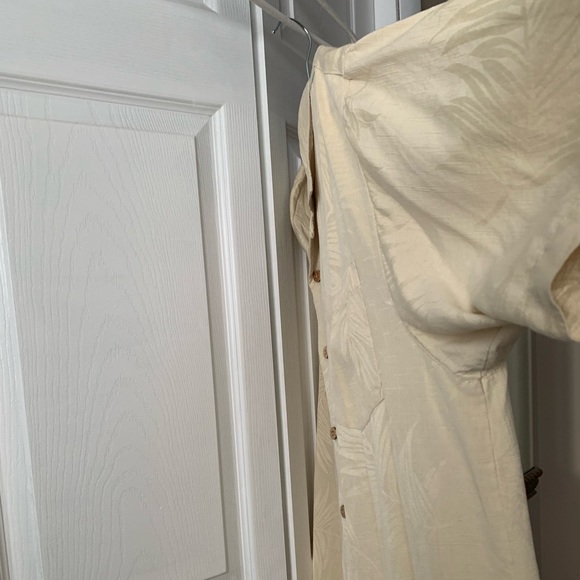 Jamaica Jaxx Mens Silk Button Down Shirt, Palm Print, Large, Good Condition - Picture 14 of 16